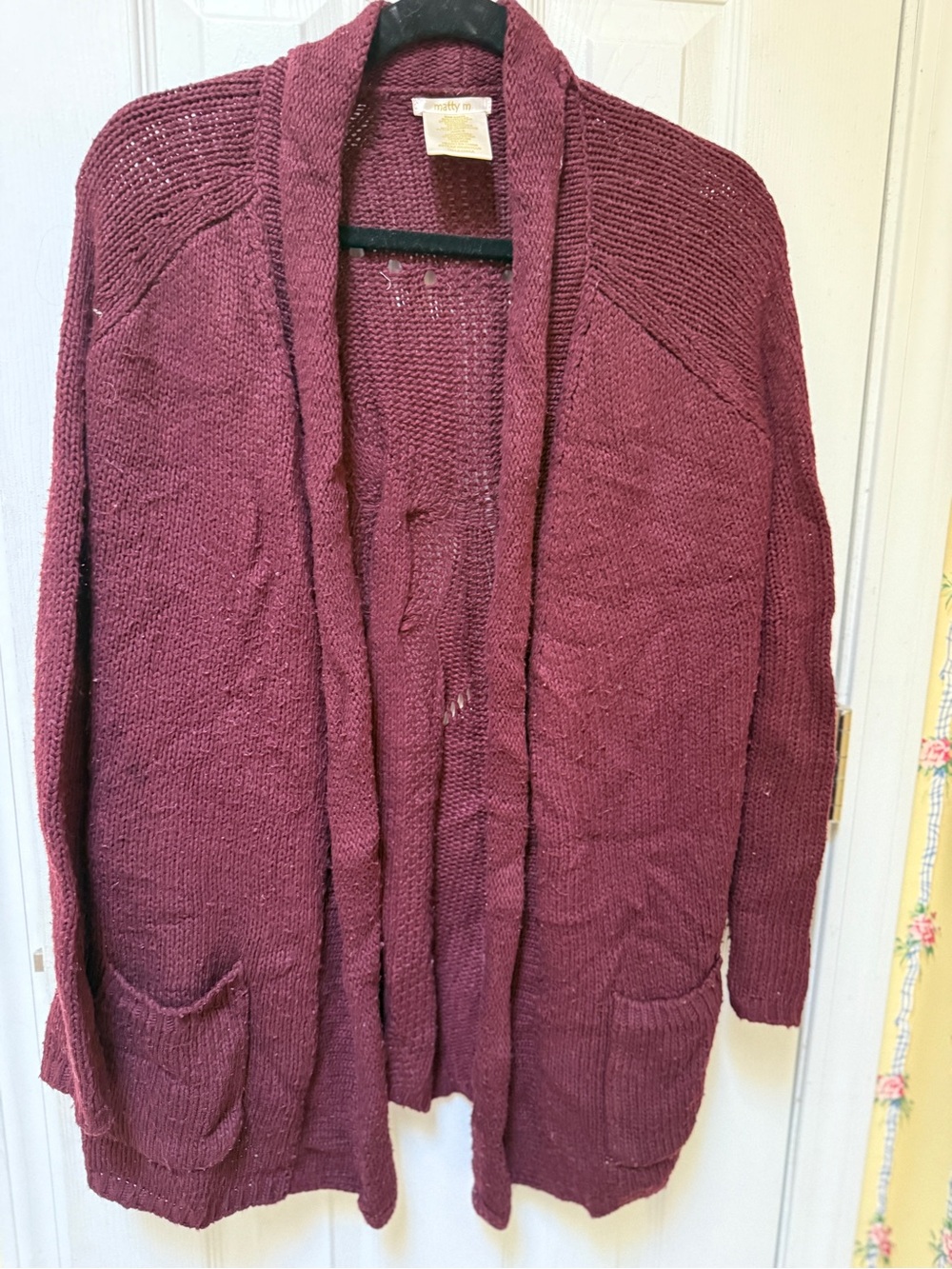 Matty M Open-Front Cardigan in Burgundy Wine